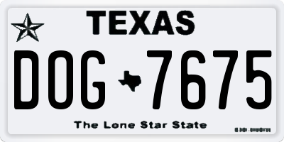 TX license plate DOG7675
