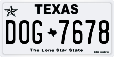 TX license plate DOG7678