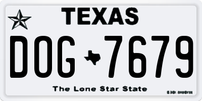 TX license plate DOG7679