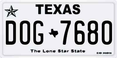 TX license plate DOG7680