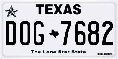 TX license plate DOG7682