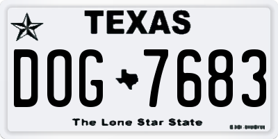 TX license plate DOG7683