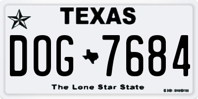 TX license plate DOG7684