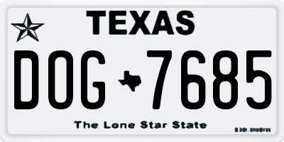TX license plate DOG7685