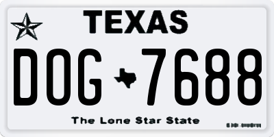 TX license plate DOG7688