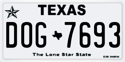 TX license plate DOG7693