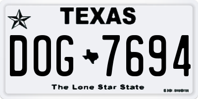 TX license plate DOG7694
