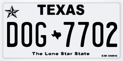 TX license plate DOG7702