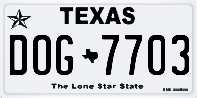 TX license plate DOG7703