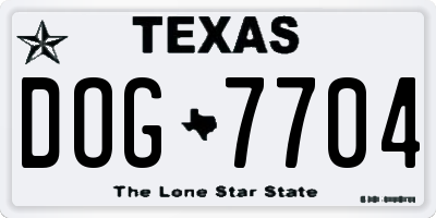 TX license plate DOG7704