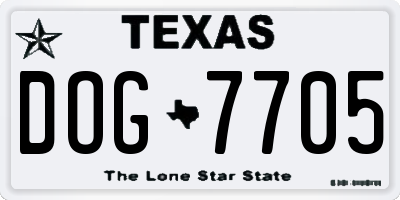 TX license plate DOG7705