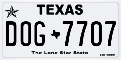 TX license plate DOG7707