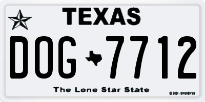 TX license plate DOG7712