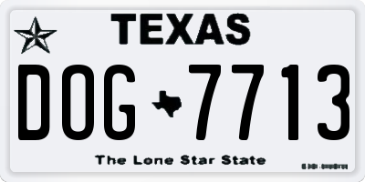 TX license plate DOG7713