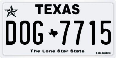 TX license plate DOG7715