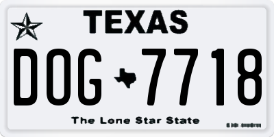 TX license plate DOG7718