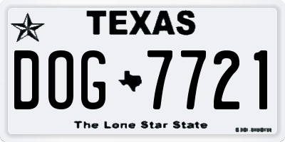 TX license plate DOG7721