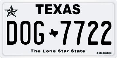 TX license plate DOG7722