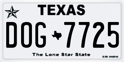 TX license plate DOG7725