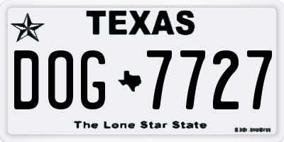 TX license plate DOG7727