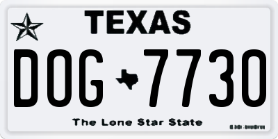 TX license plate DOG7730