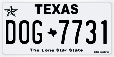 TX license plate DOG7731