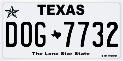 TX license plate DOG7732