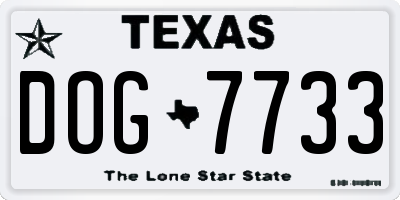 TX license plate DOG7733