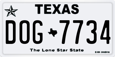 TX license plate DOG7734