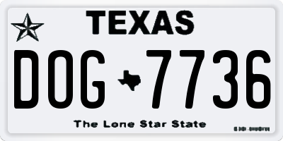 TX license plate DOG7736