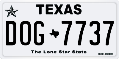 TX license plate DOG7737