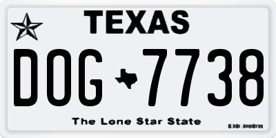 TX license plate DOG7738