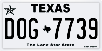 TX license plate DOG7739