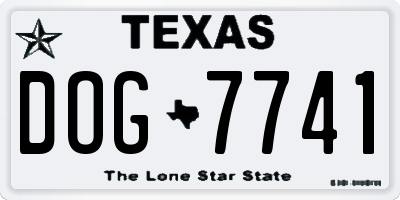 TX license plate DOG7741
