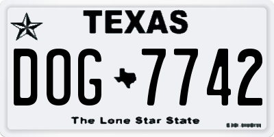 TX license plate DOG7742
