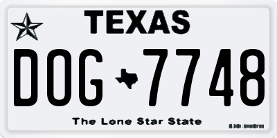 TX license plate DOG7748