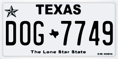 TX license plate DOG7749
