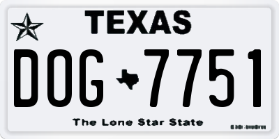 TX license plate DOG7751