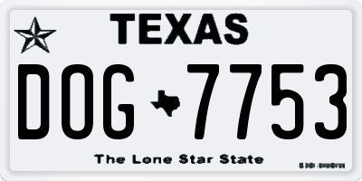 TX license plate DOG7753