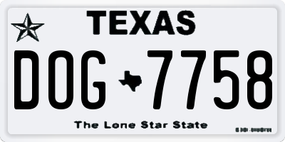 TX license plate DOG7758