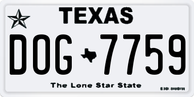 TX license plate DOG7759