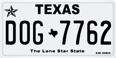 TX license plate DOG7762