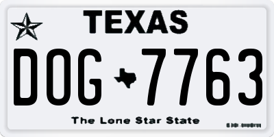 TX license plate DOG7763