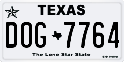 TX license plate DOG7764