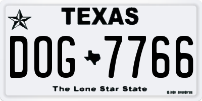 TX license plate DOG7766