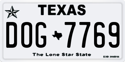 TX license plate DOG7769