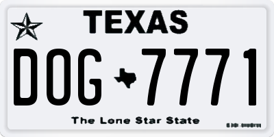 TX license plate DOG7771