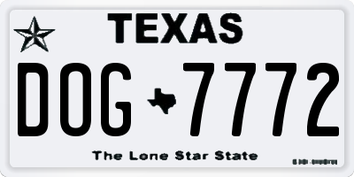 TX license plate DOG7772