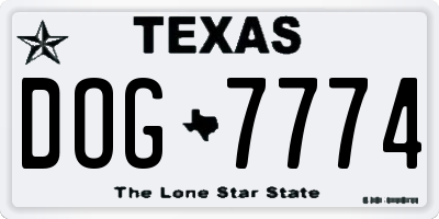 TX license plate DOG7774