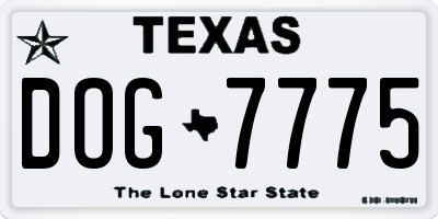 TX license plate DOG7775